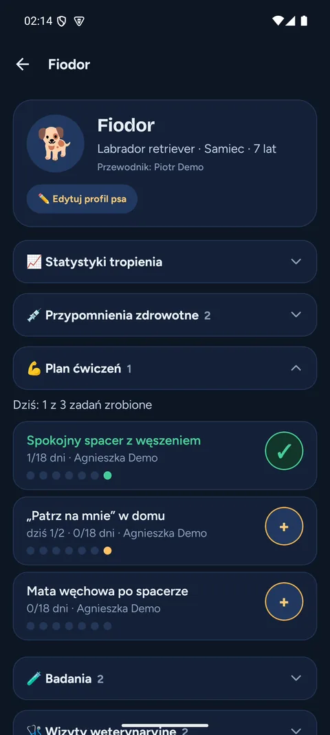 Karta psa w aplikacji Psioteka