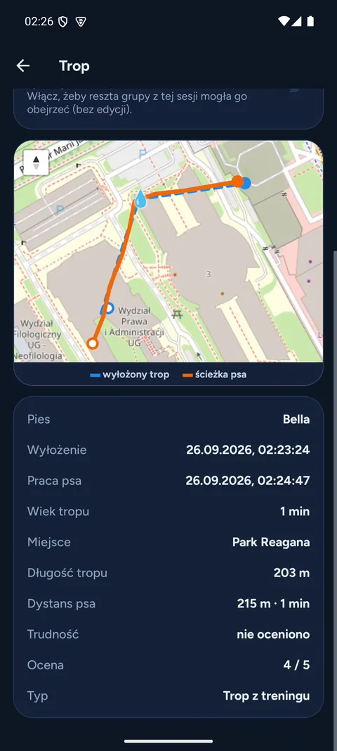 Trop na mapie: ścieżka pozoranta i ślad psa