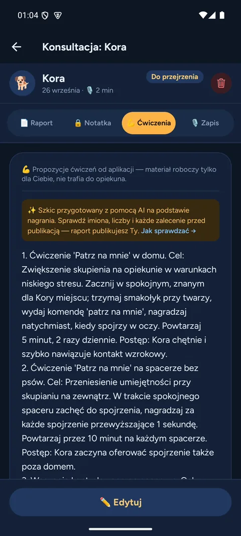Propozycje ćwiczeń przygotowane przez AI